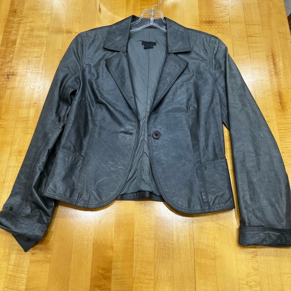 M0851 Gray leather blazer jacket - Picture 1 of 5